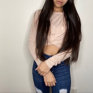 Nude Pink Long-Sleeve Crop